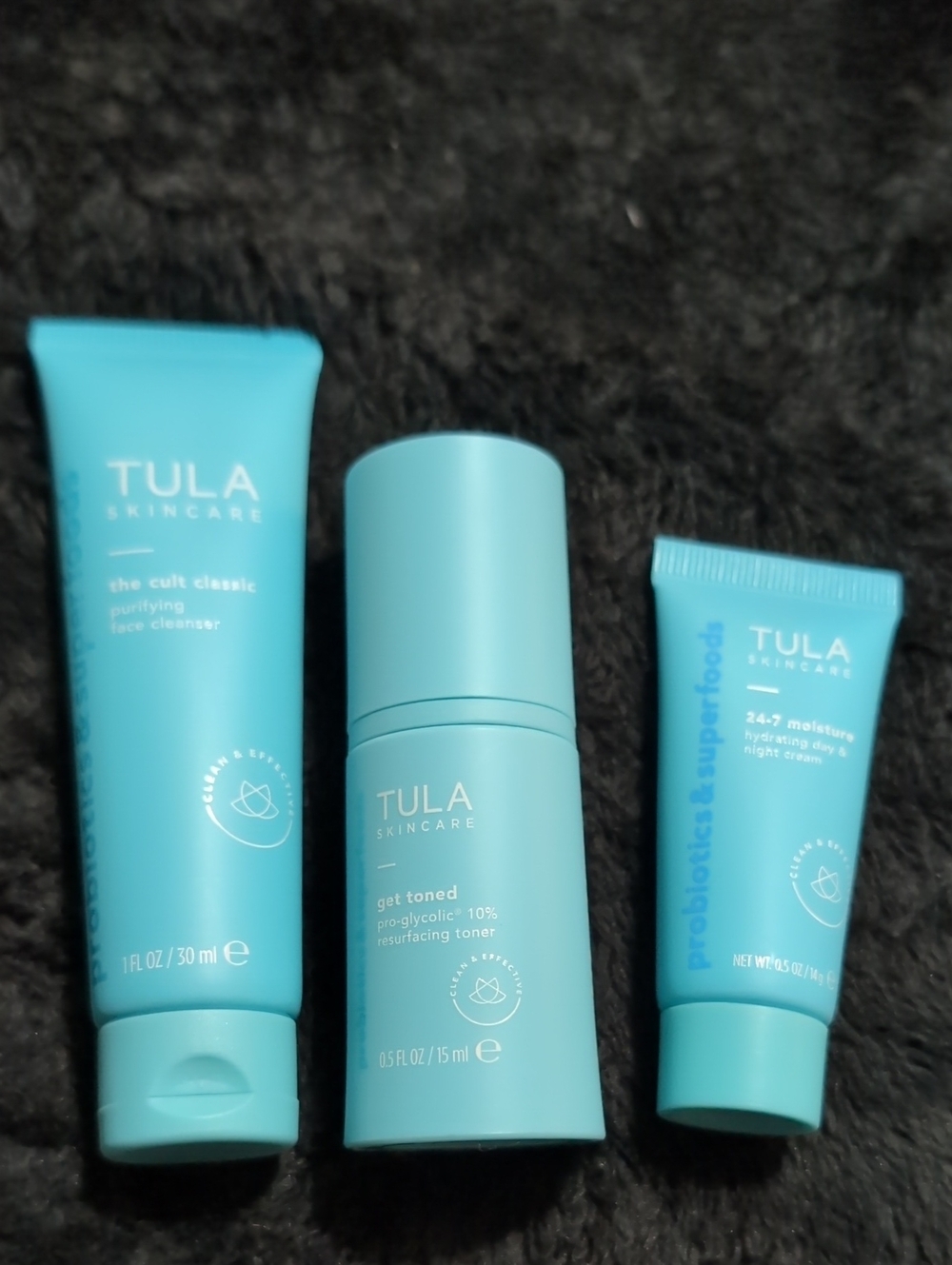 Tula Skincare Trio in Aqua Blue - Cleanser, Toner & Moisturizer